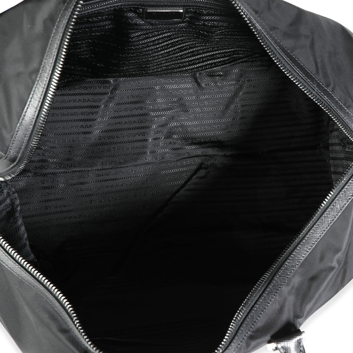 Prada Unisex Black Tessuto Nylon/Saffiano Leather V20S Duffle Bag W/ Luggage  Tag For Sale at 1stDibs