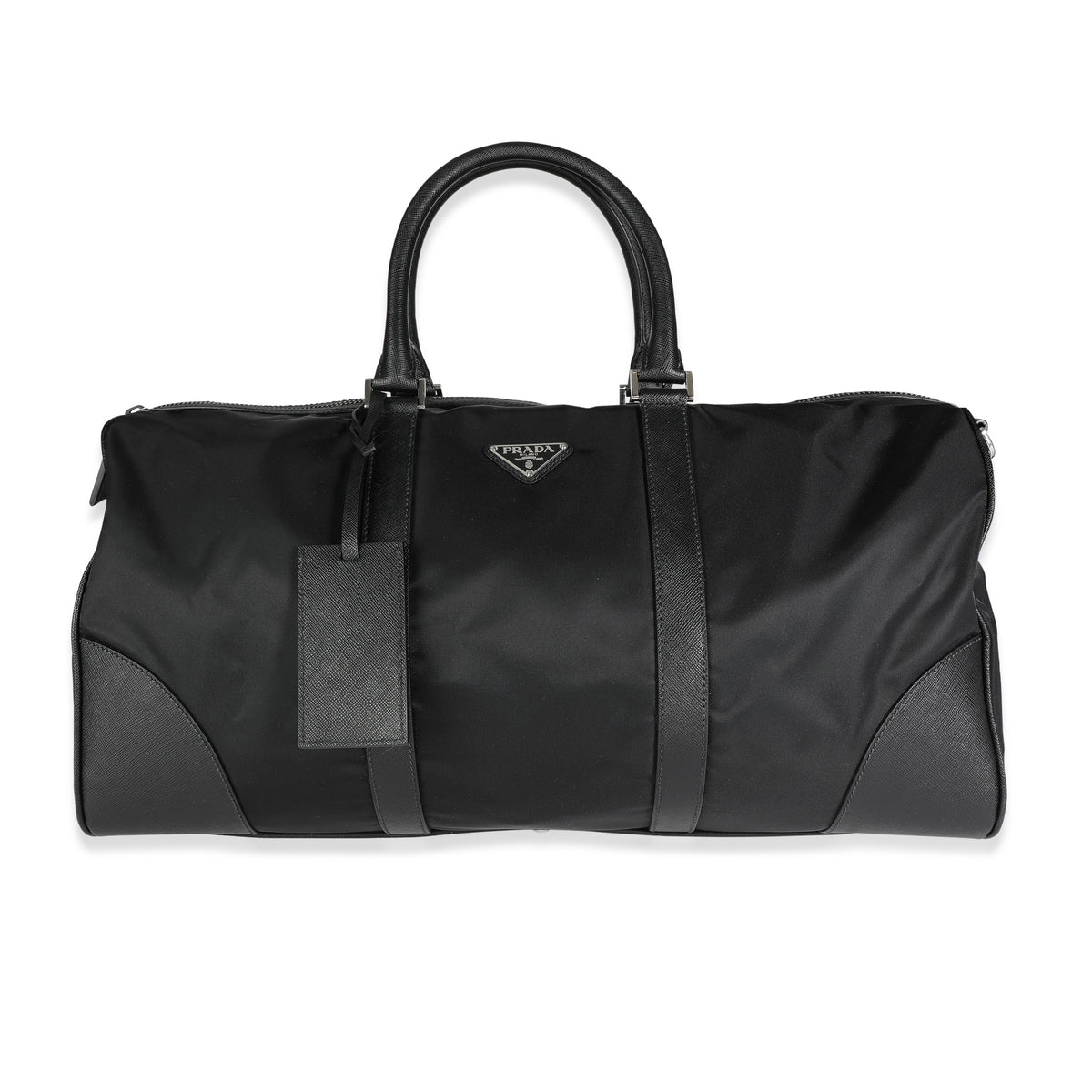 Prada Black Tessuto & Saffiano Leather Duffle Bag