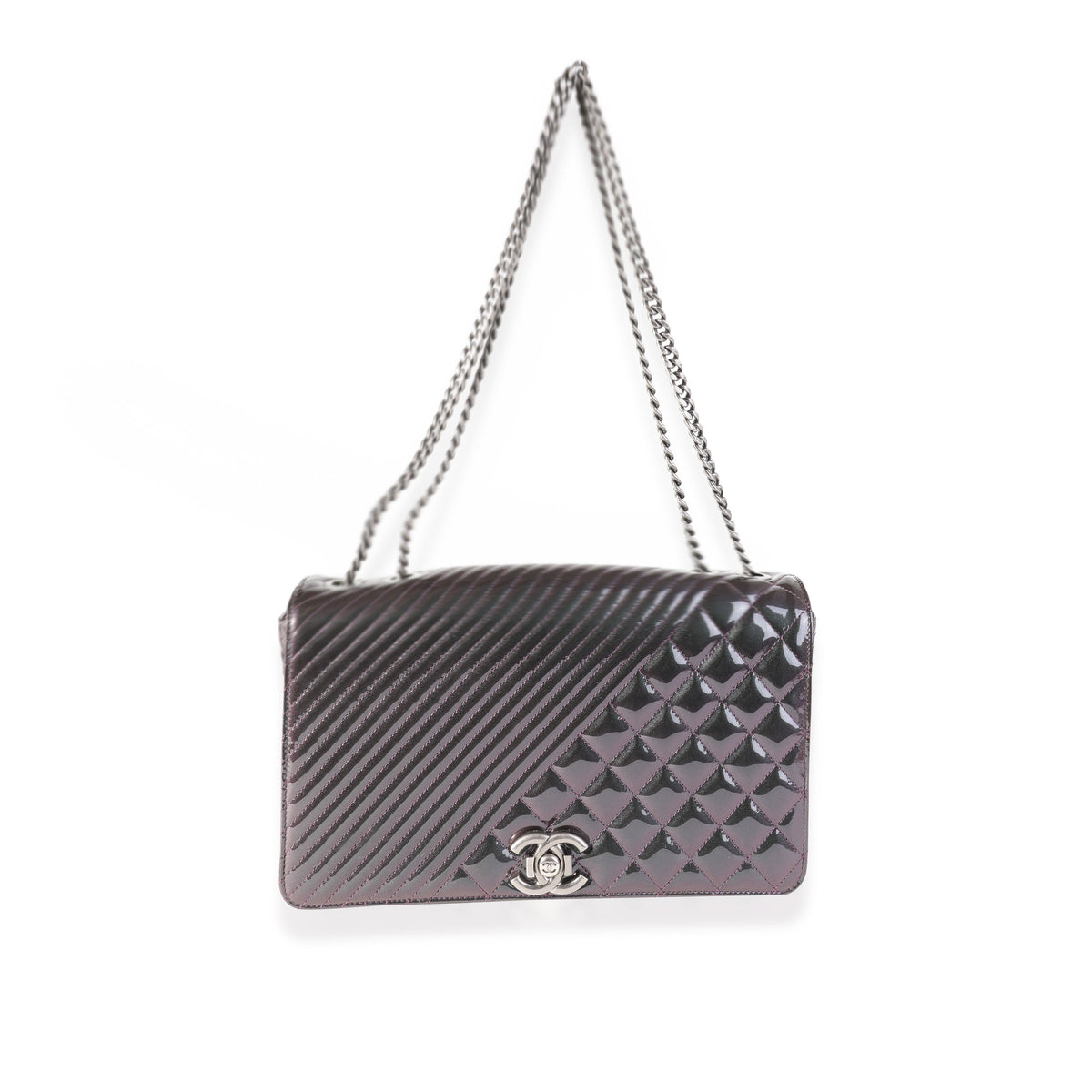 Chanel Metallic Purple Quilted Patent Leather Large Coco Boy Flap Bag, myGemma