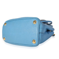 Blue Vitello Daino Leather Mini Tote