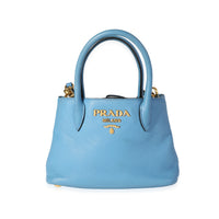 Blue Vitello Daino Leather Mini Tote