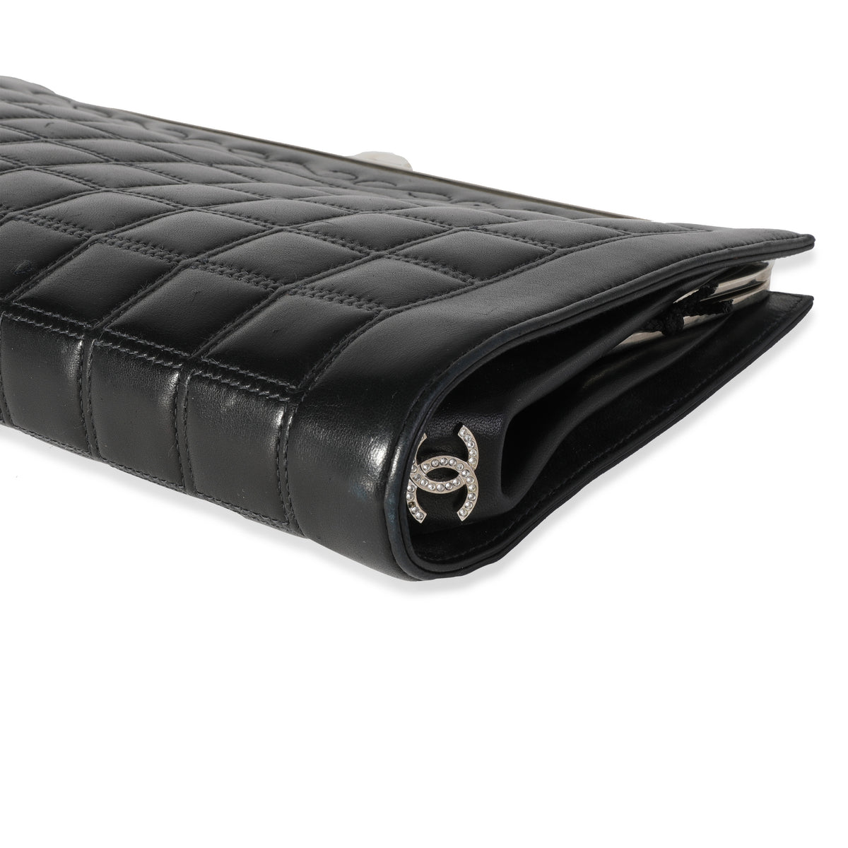 Chanel Black Quilted Lambskin Chocolate Bar Clutch