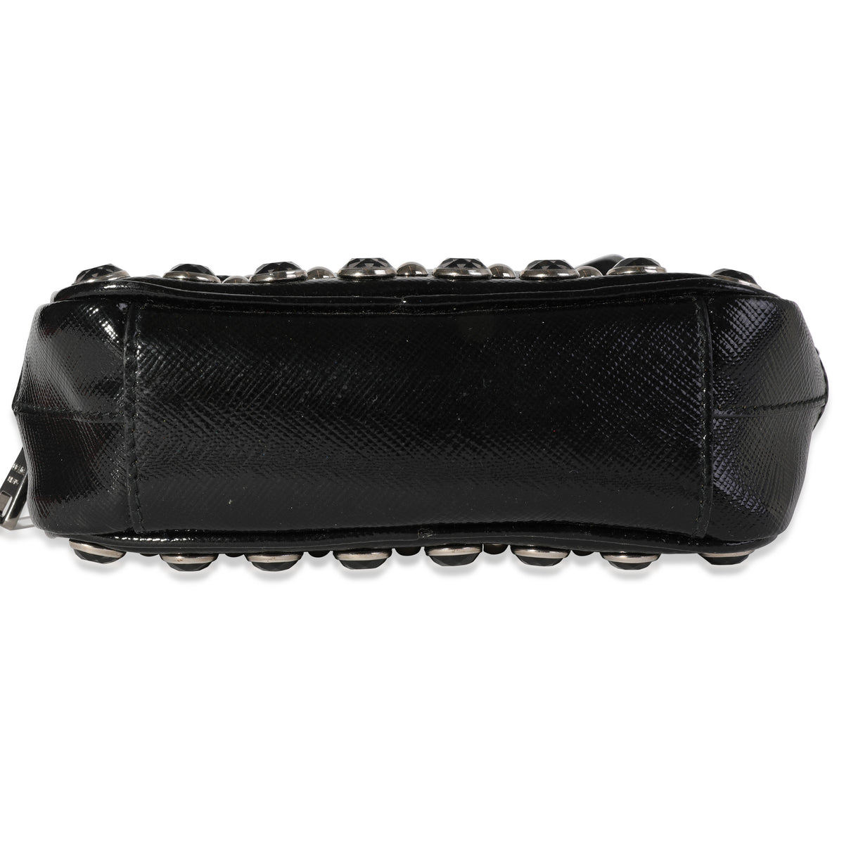 Prada Black Crystal-Embellished Patent Saffiano Leather Mini