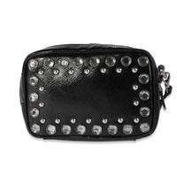 Prada Black Crystal-Embellished Patent Saffiano Leather Mini Camera Bag