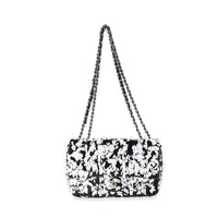 Black & White Sequin Medium Single Flap Bag