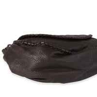 Bottega Veneta Brown Leather & Intrecciato Trim Flap Messenger Bag