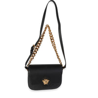 Versace Black Leather La Medusa Chain Shoulder Bag