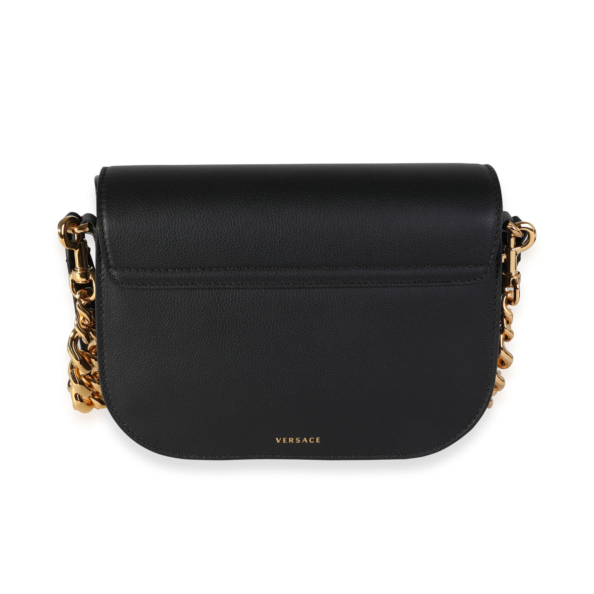 Versace Black Leather La Medusa Chain Shoulder Bag