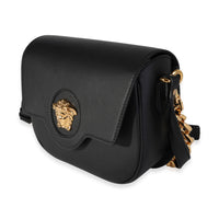 Versace Black Leather La Medusa Chain Shoulder Bag