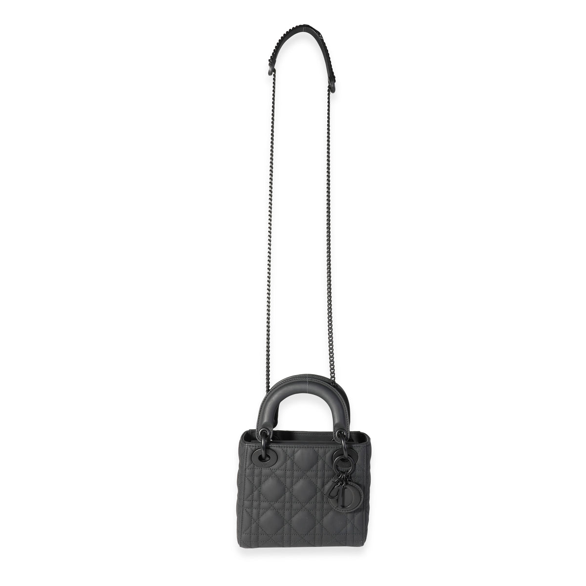 Dior Black Ultramatte Cannage Calfskin Mini Lady Dior Bag
