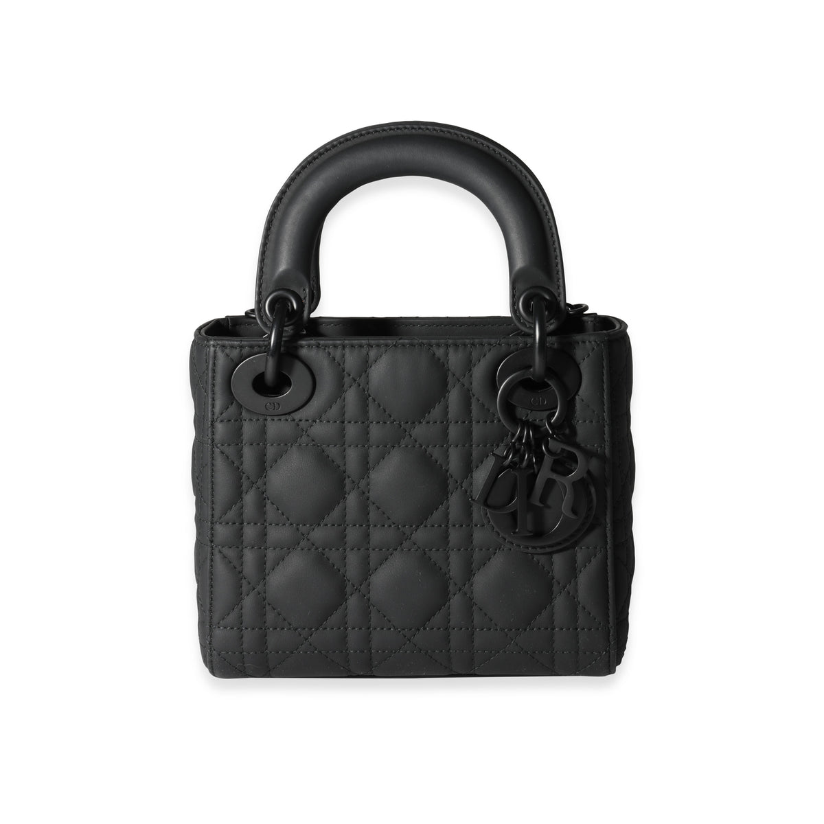 Dior Black Ultramatte Cannage Calfskin Mini Lady Dior Bag