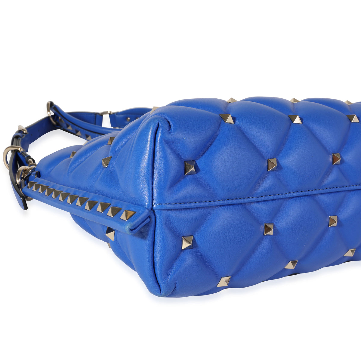 Valentino Blue Quilted Leather Candystud Shoulder Bag