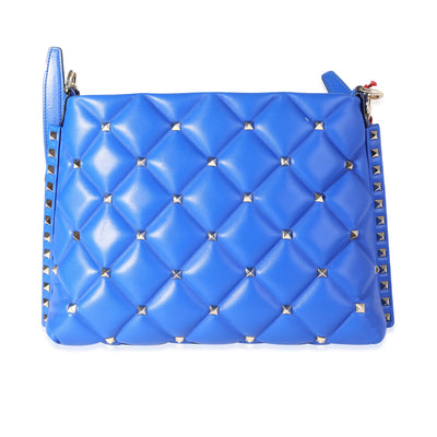 Valentino Blue Quilted Leather Candystud Shoulder Bag