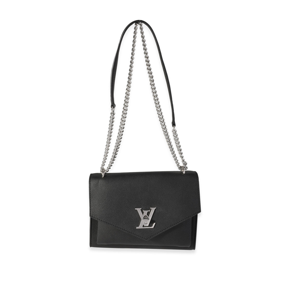 Louis Vuitton MyLockMe Grained Calfskin Chain Bag BB Black - THE