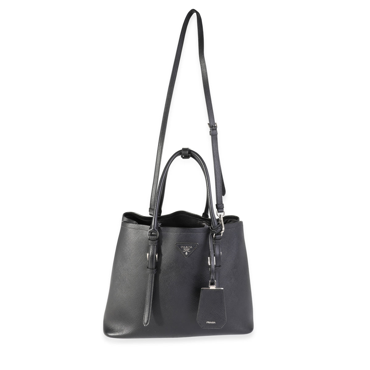 Prada Black Saffiano Cuir Double Bag