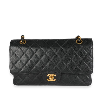 Chanel Black Quilted Caviar Medium Classic Double Flap Bag