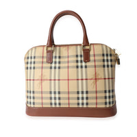 Burberry Beige Coated Canvas and Brown Leather Horseferry Check Handle Bag