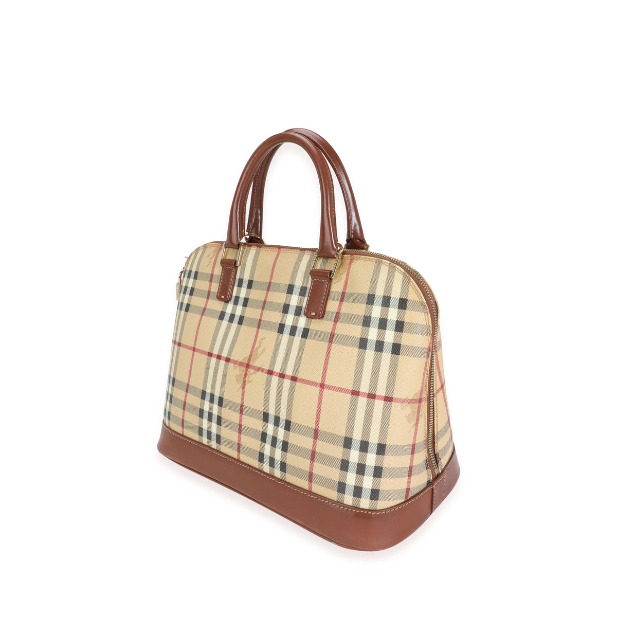 Burberry Beige Coated Canvas and Brown Leather Horseferry Check Handle Bag, myGemma, CH