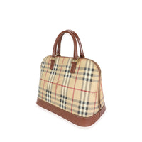 Burberry Beige Coated Canvas and Brown Leather Horseferry Check Handle Bag