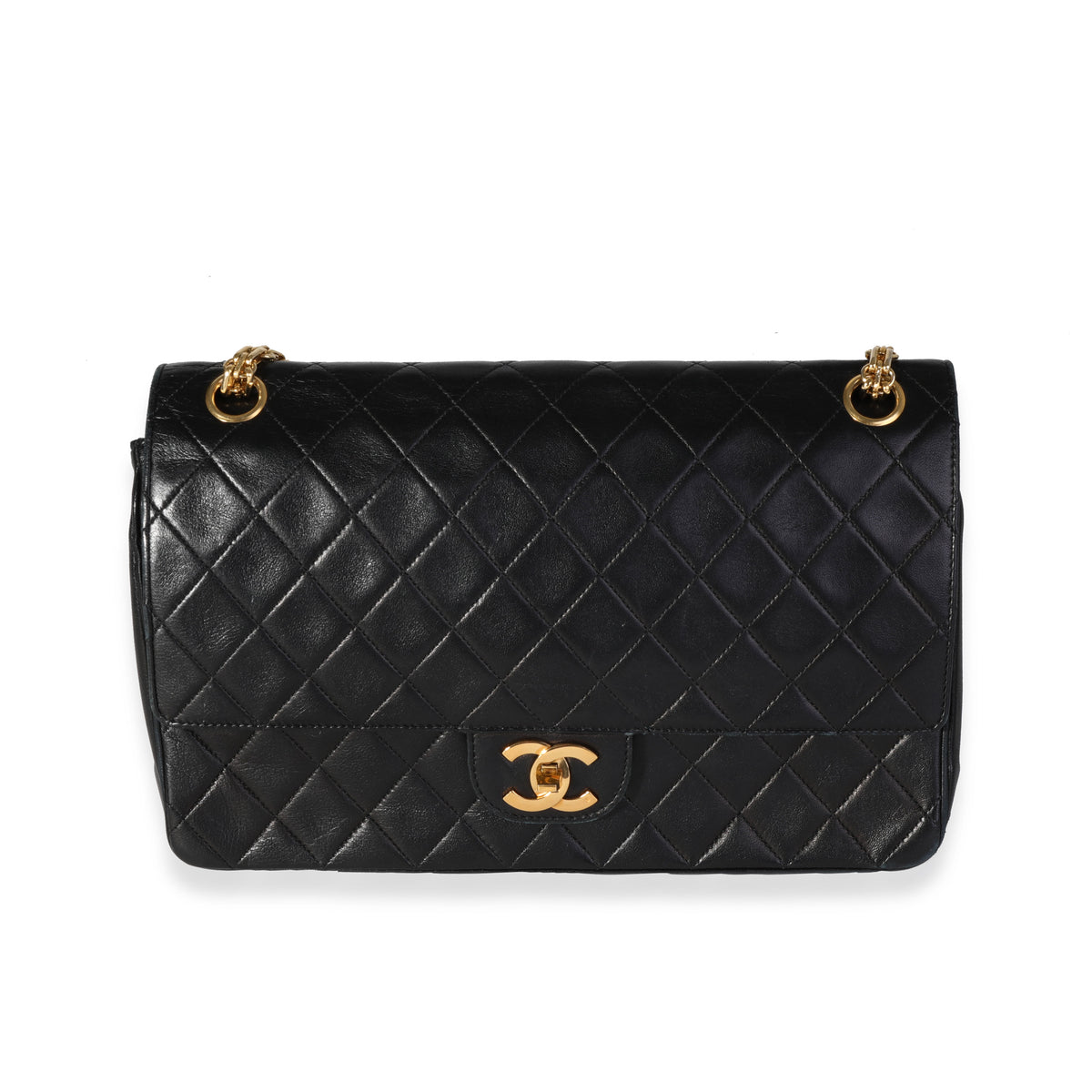 Chanel Classic Double Flap Black Napa Leather 23cm 24K GPHW Bag 1997-99