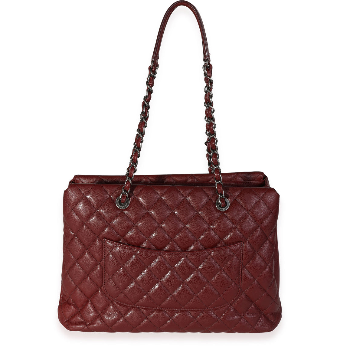 Chanel Dark Red Quilted Caviar City Shopping Tote