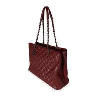 Chanel Dark Red Quilted Caviar City Shopping Tote