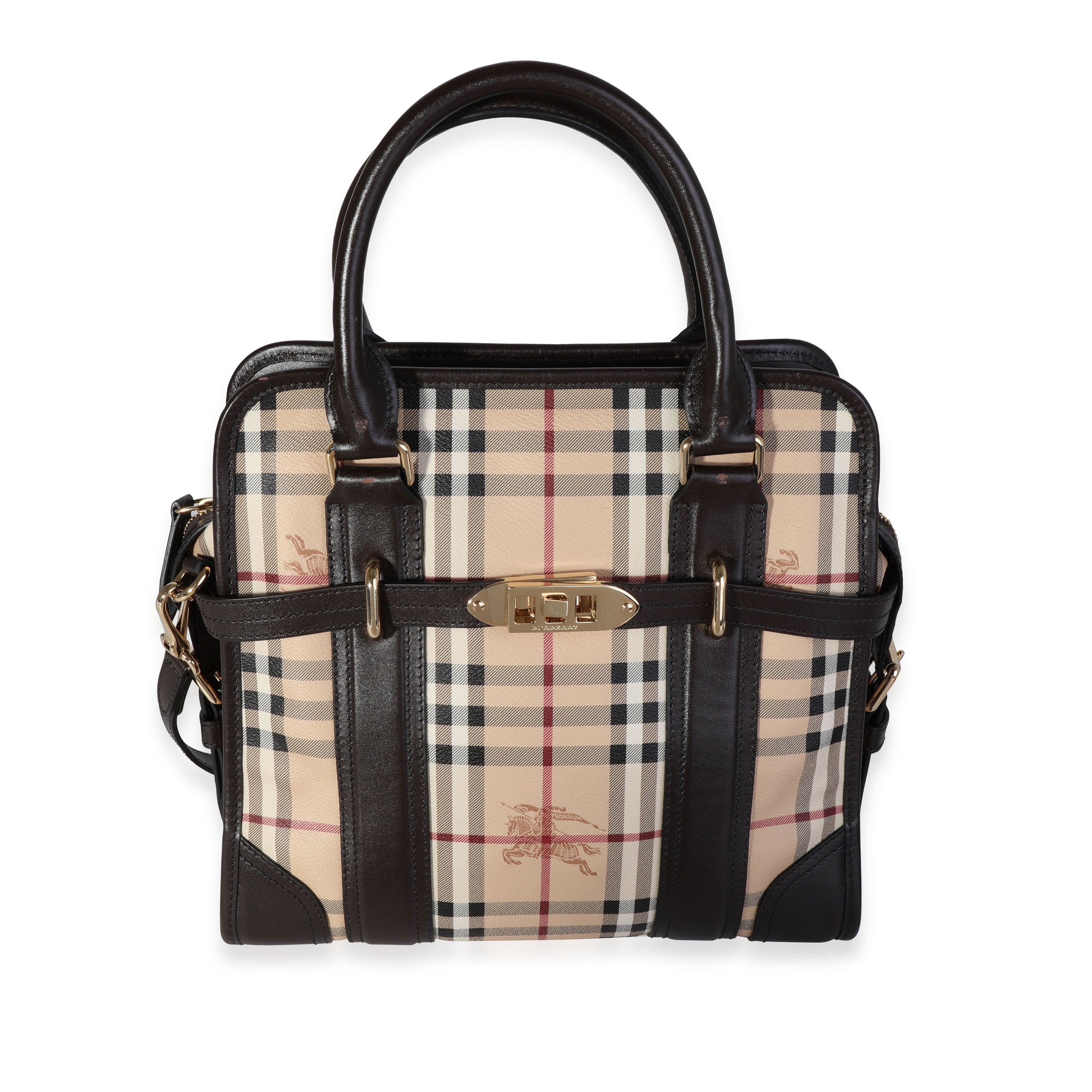 Burberry The Bridle Bag In Leather And Haymarket Check