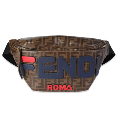 Fendi x Fila Brown, Blue, & Red Zucca Coated Canvas Mania Waist Bag