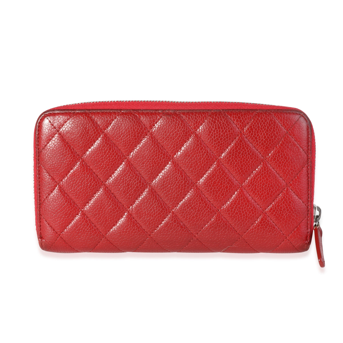 Chanel Red Quilted Caviar L-Gusset Zip-Around Wallet