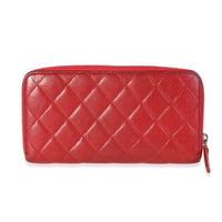 Chanel Red Quilted Caviar L-Gusset Zip-Around Wallet