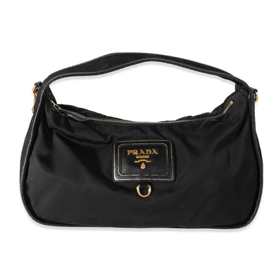 Prada Black Tessuto Nylon & Saffiano Leather Hobo