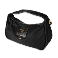 Prada Black Tessuto Nylon & Saffiano Leather Hobo