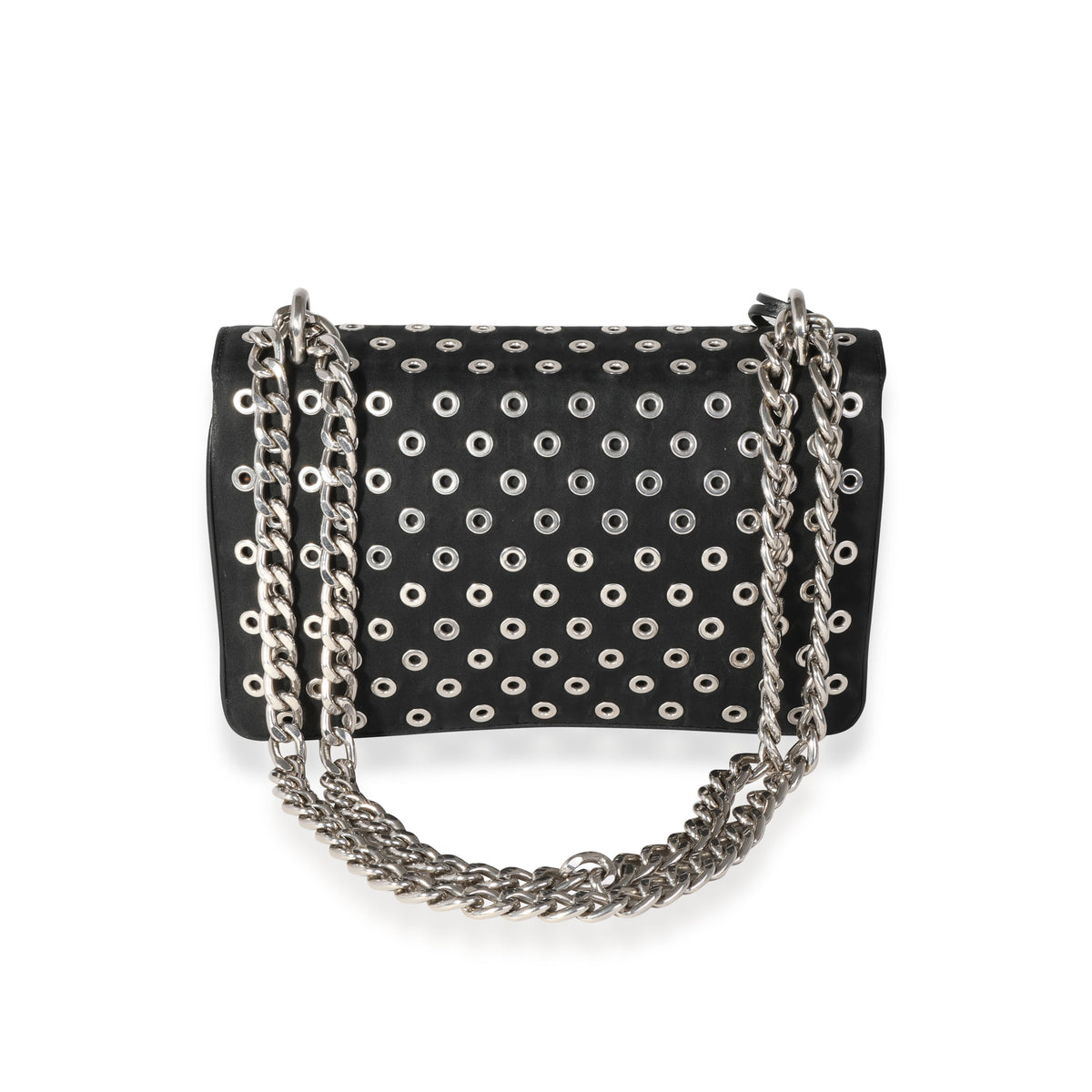 Prada Black Calfskin Leather Studded Crossbody Bag