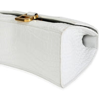 Balenciaga White Crocodile-Embossed Leather Small Hourglass Bag