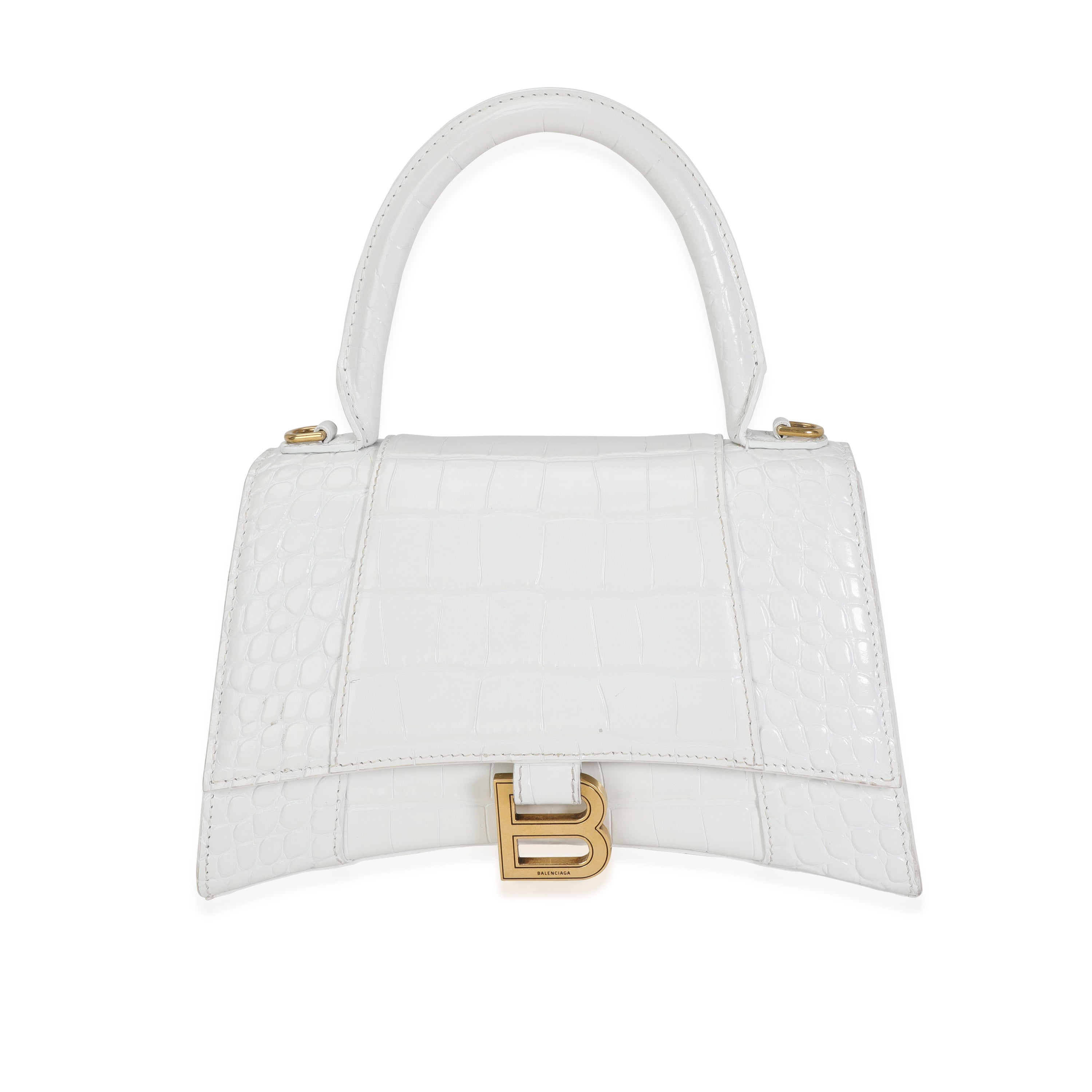 White Balenciaga Embossed Hourglass Mini – Designer Revival