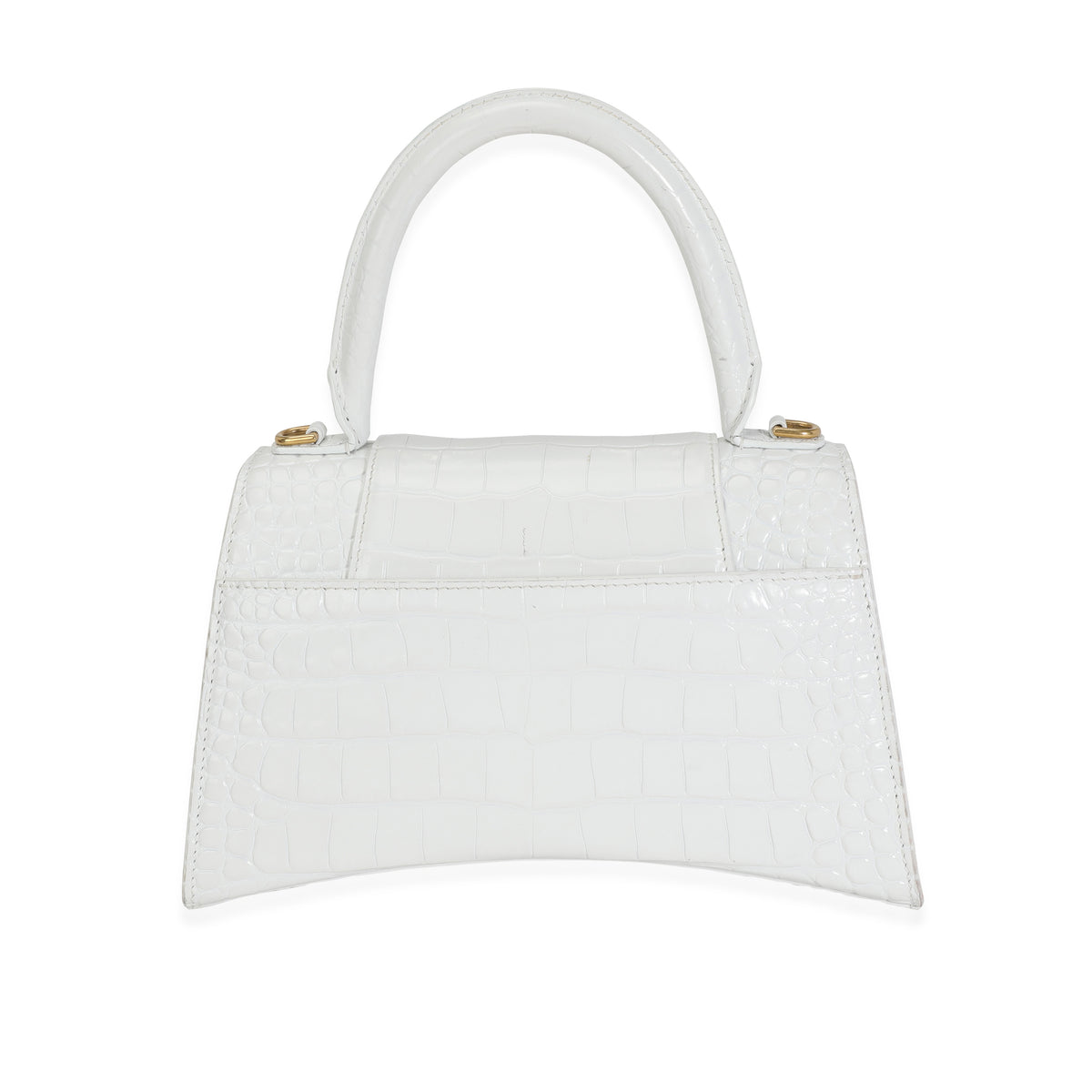 Balenciaga White Crocodile-Embossed Leather Small Hourglass Bag