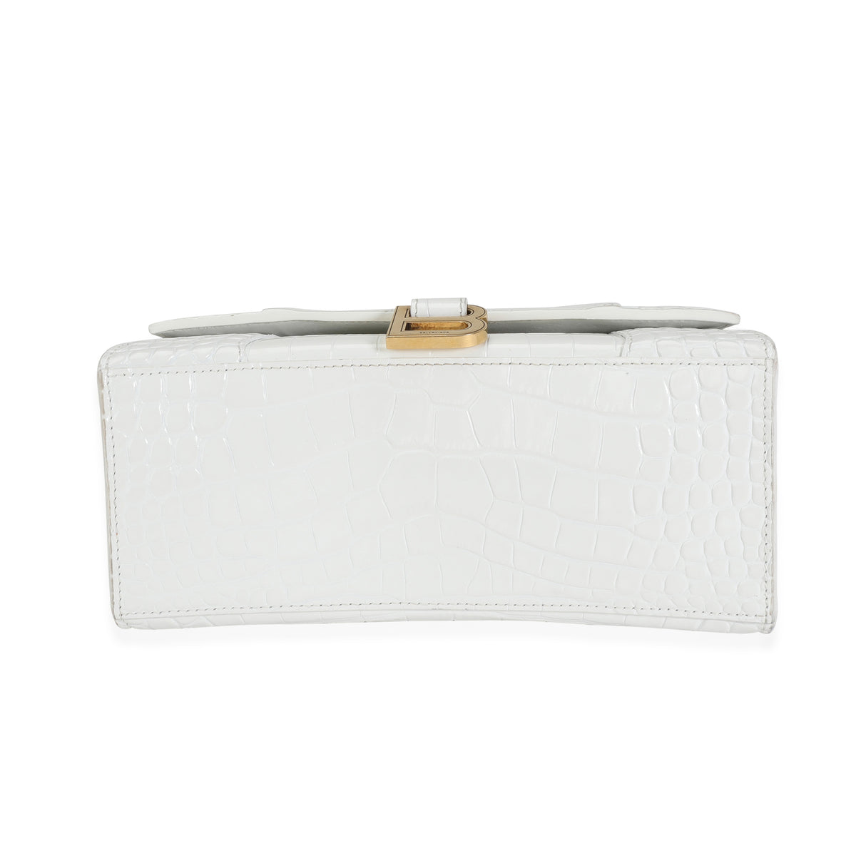 Balenciaga White Crocodile-Embossed Leather Small Hourglass Bag