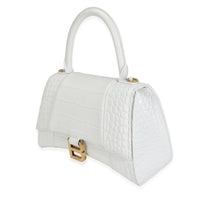 Balenciaga White Crocodile-Embossed Leather Small Hourglass Bag