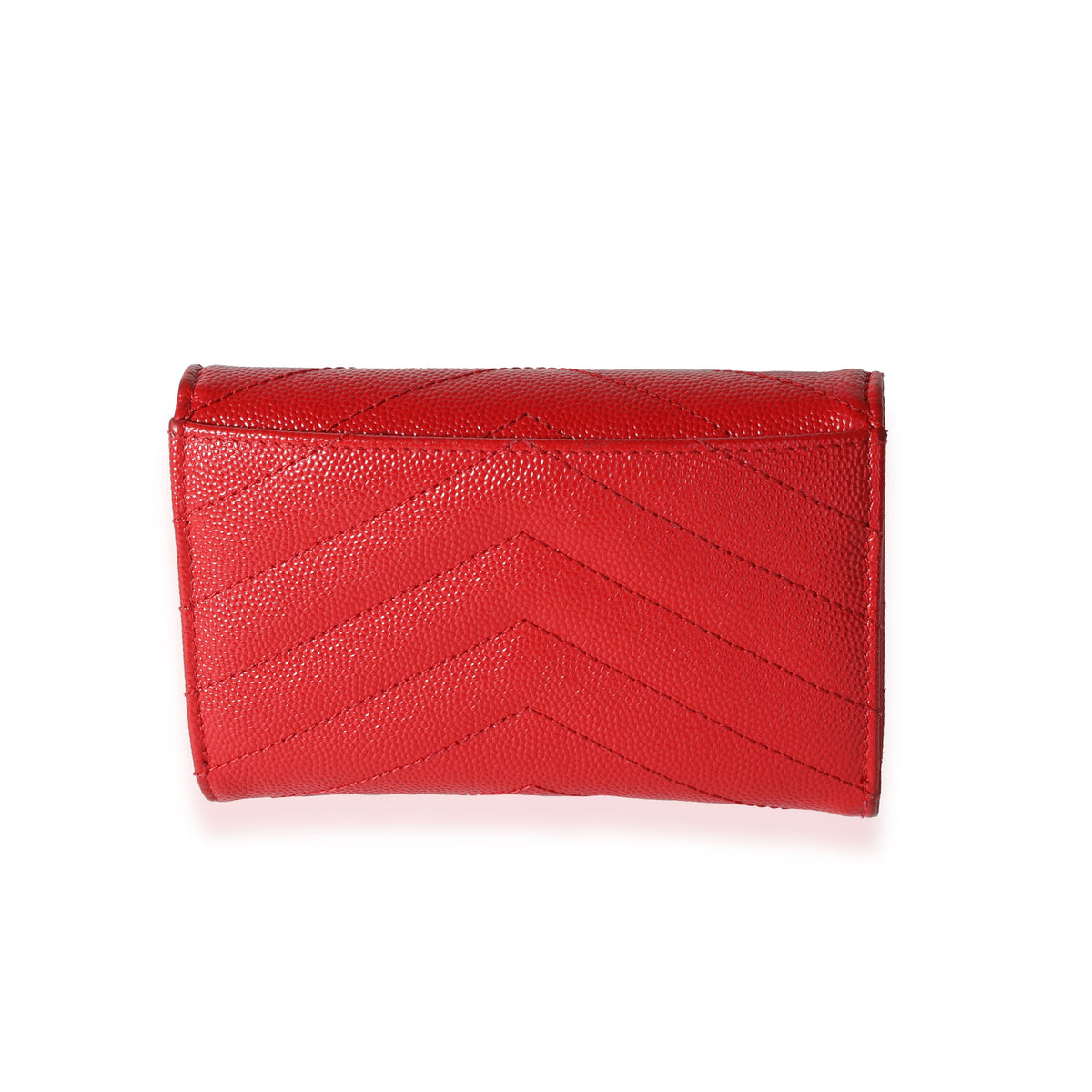 Saint Laurent Red Grain De Poudre Monogram Compact Wallet