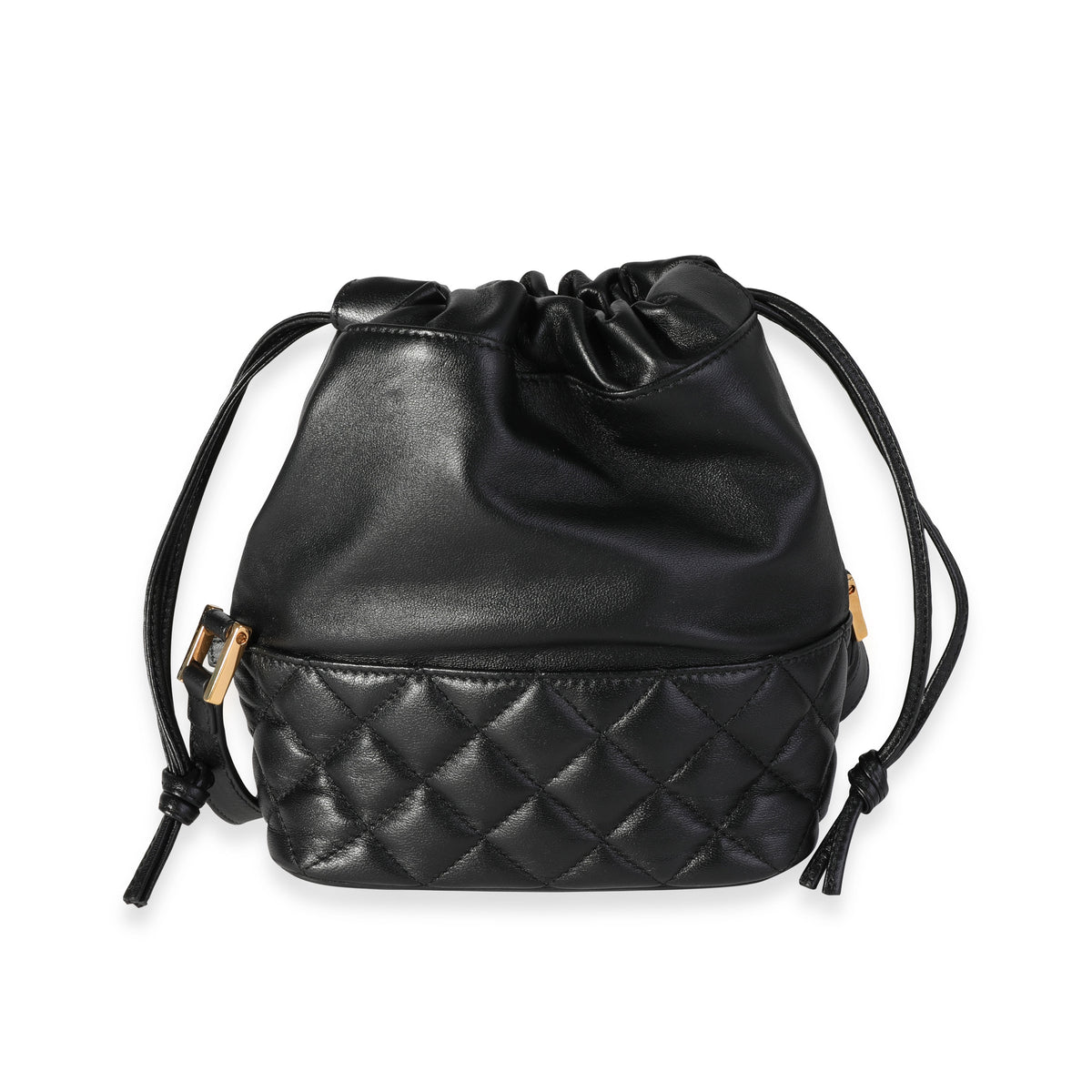 Versace Black Quilted Nappa Leather Medusa Bucket Bag