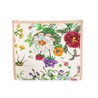 Natural Leather & Flora Canvas Trifold Compact Bamboo Wallet