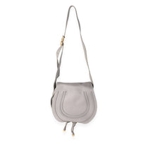 Chloe Cashmere Grey Grained Calfskin Medium Marcie Saddle Bag