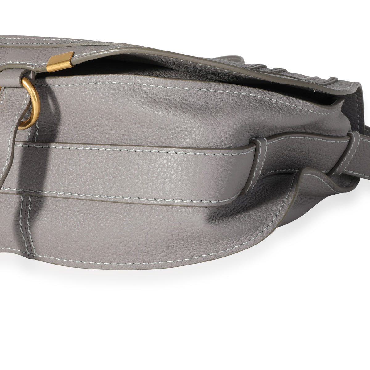 Chloe Cashmere Grey Grained Calfskin Medium Marcie Saddle Bag