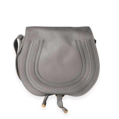 Chloe Cashmere Grey Grained Calfskin Medium Marcie Saddle Bag