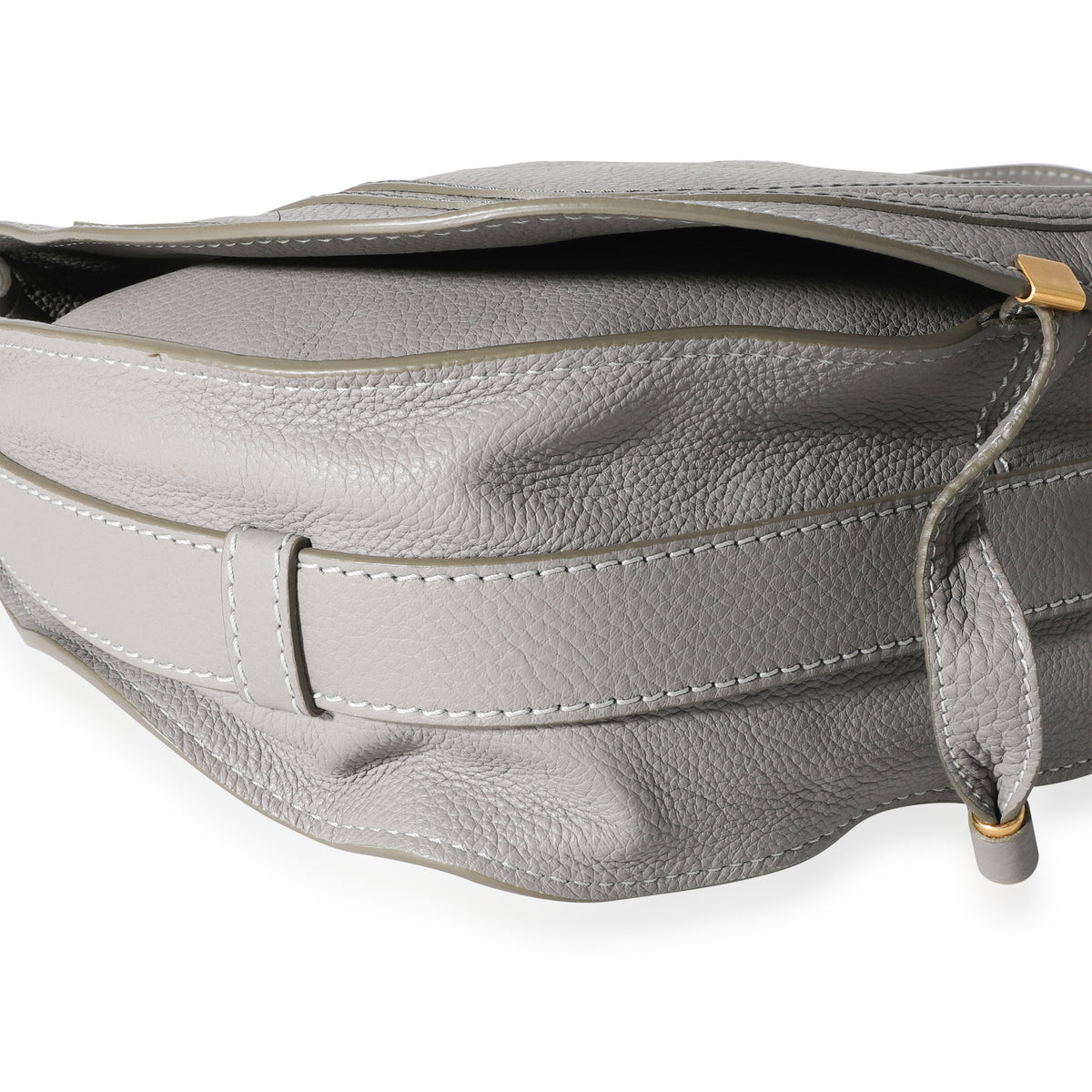 Chloe Cashmere Grey Grained Calfskin Medium Marcie Saddle Bag