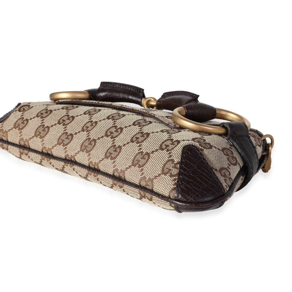 Gucci Brown GG Canvas and Leather Horsebit Clutch