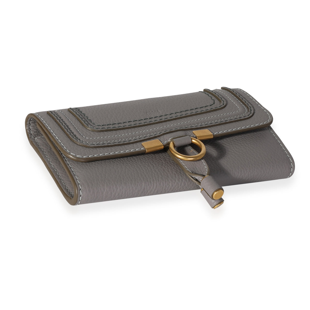 Chloe Grey Grained Calfskin Long Marcie Wallet