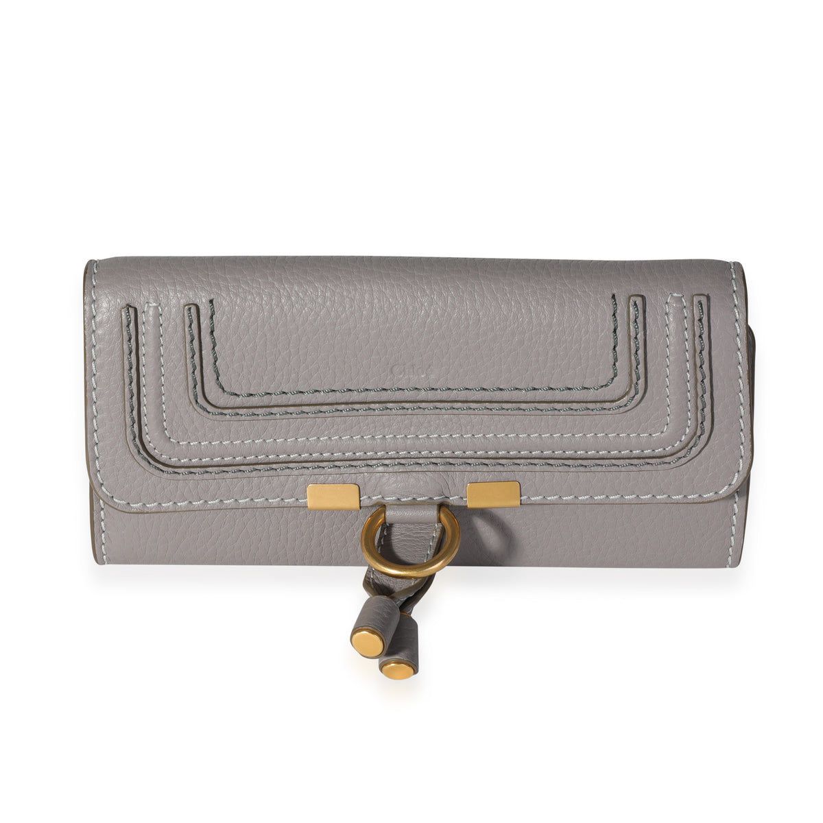 Chloe Grey Grained Calfskin Long Marcie Wallet