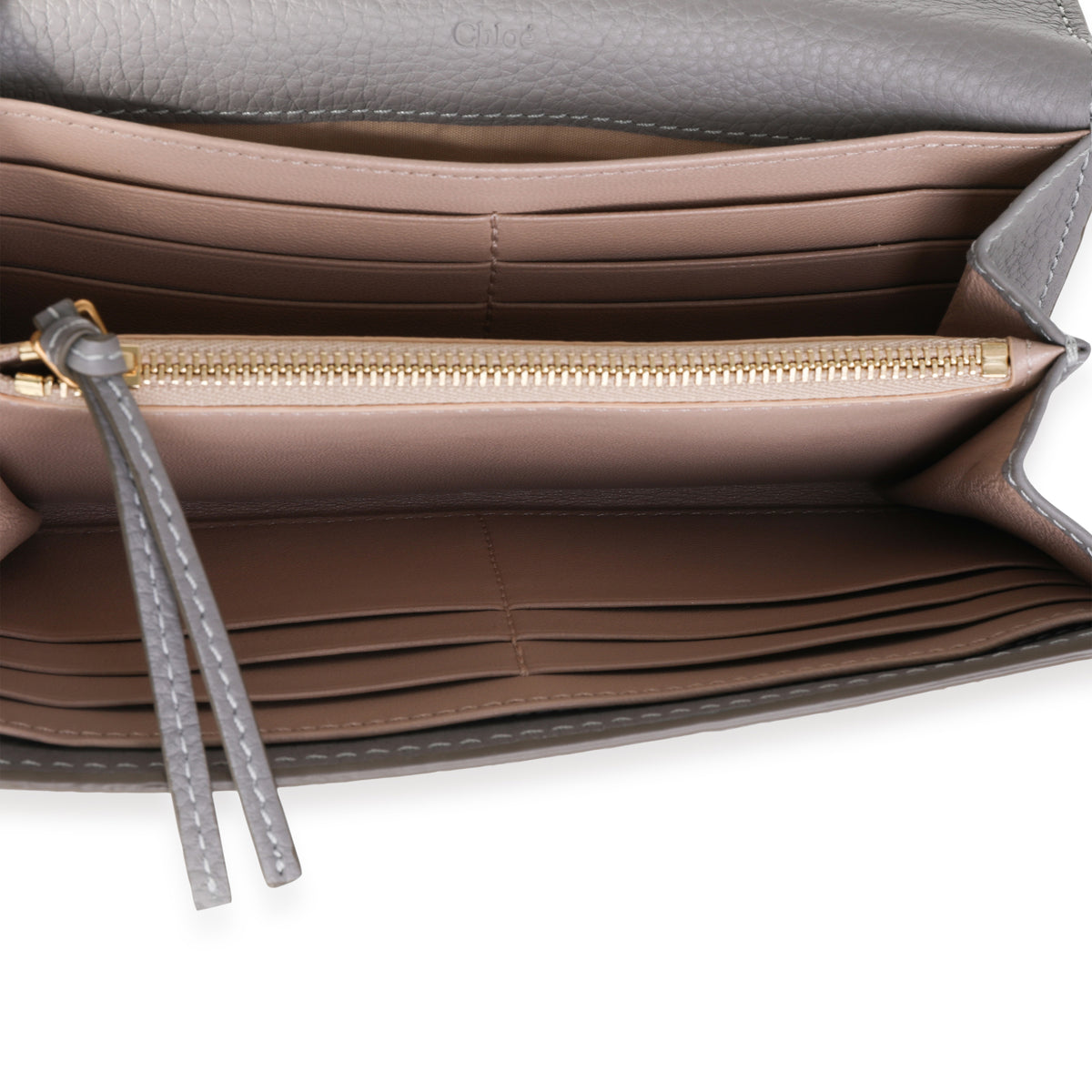 Chloe Grey Grained Calfskin Long Marcie Wallet