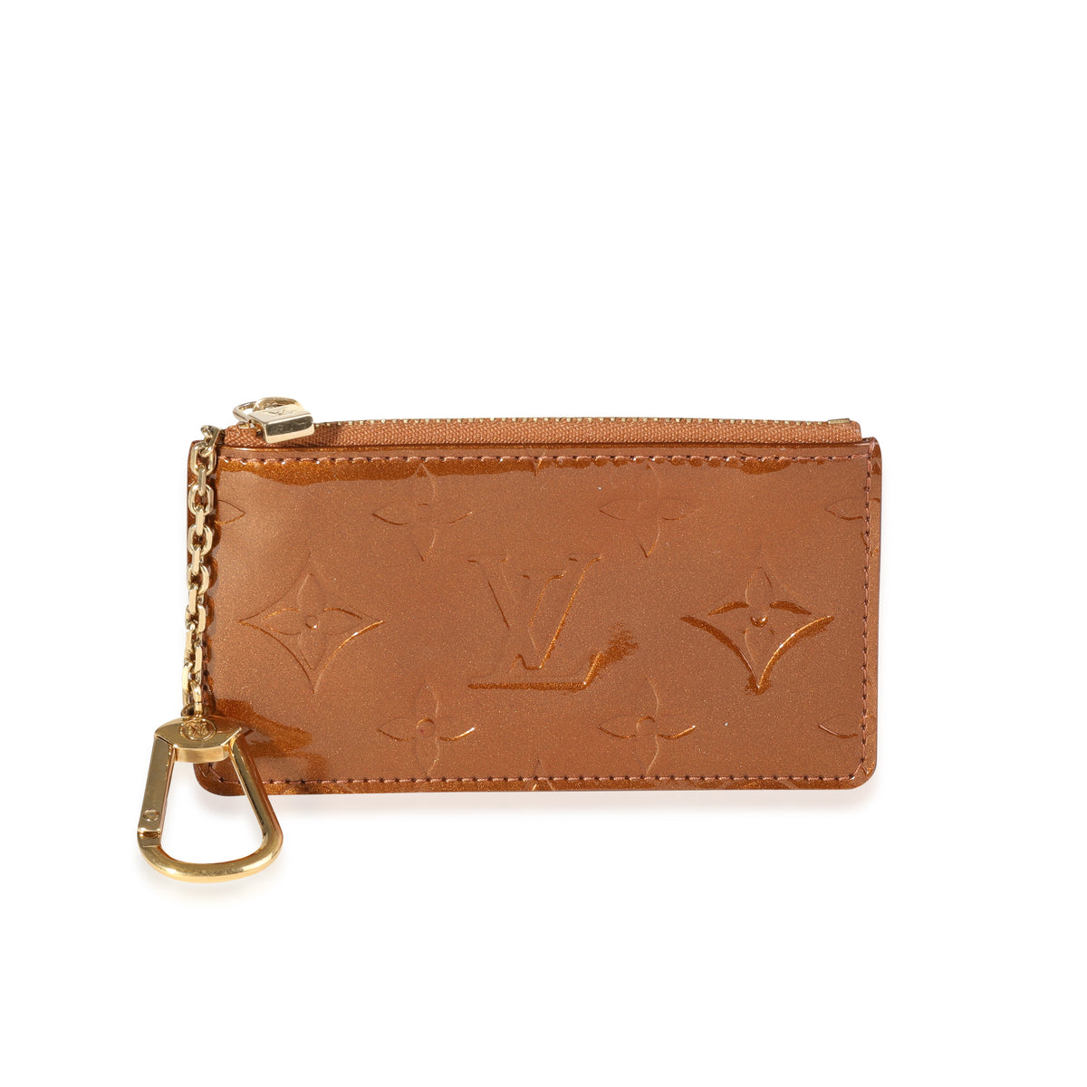 Authintic Louis Vuitton Key Pouch Brown Monogram VERNIS Leather